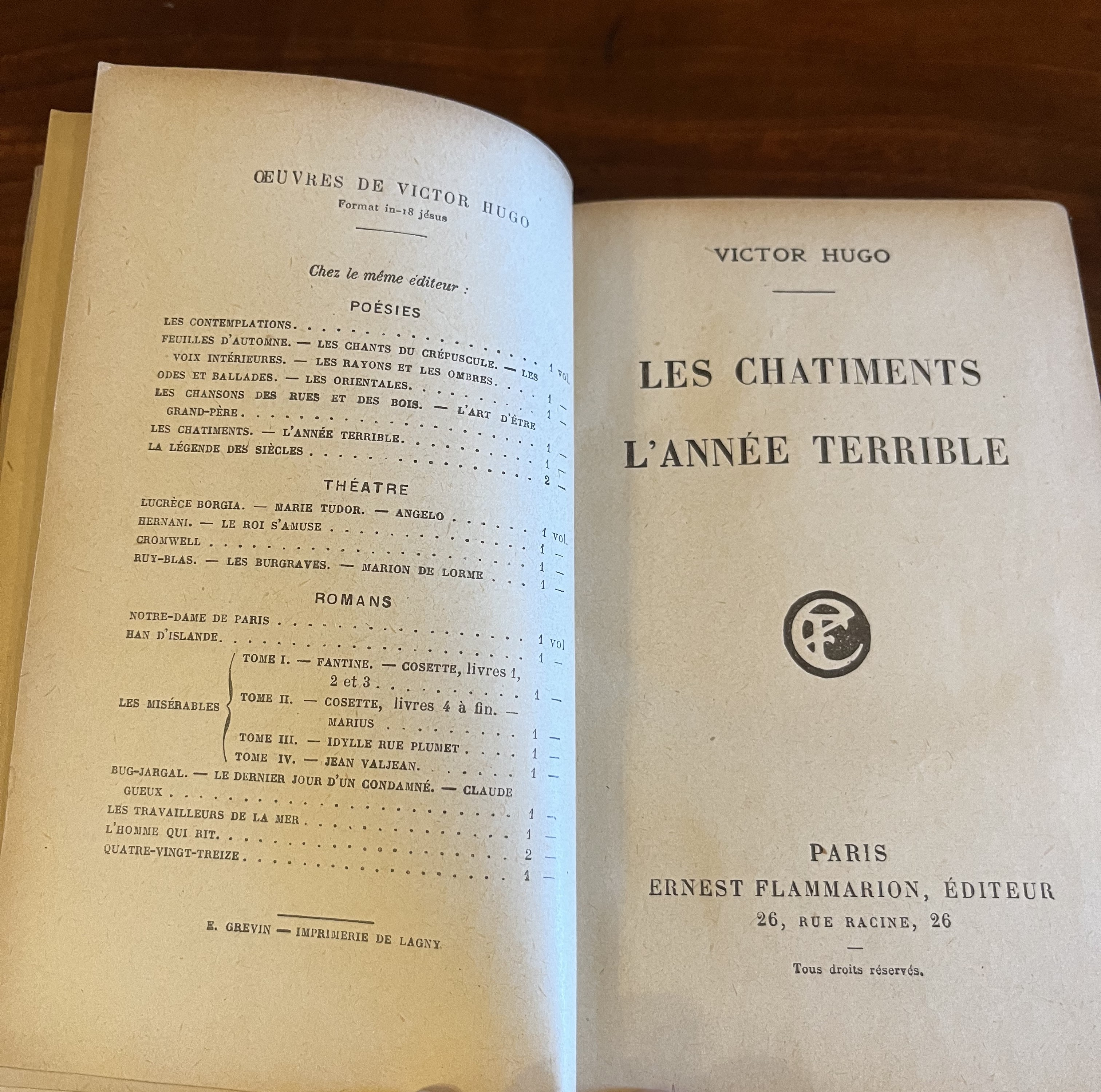 Hugo, Victor. Les Chatiments and L'Année Terrible