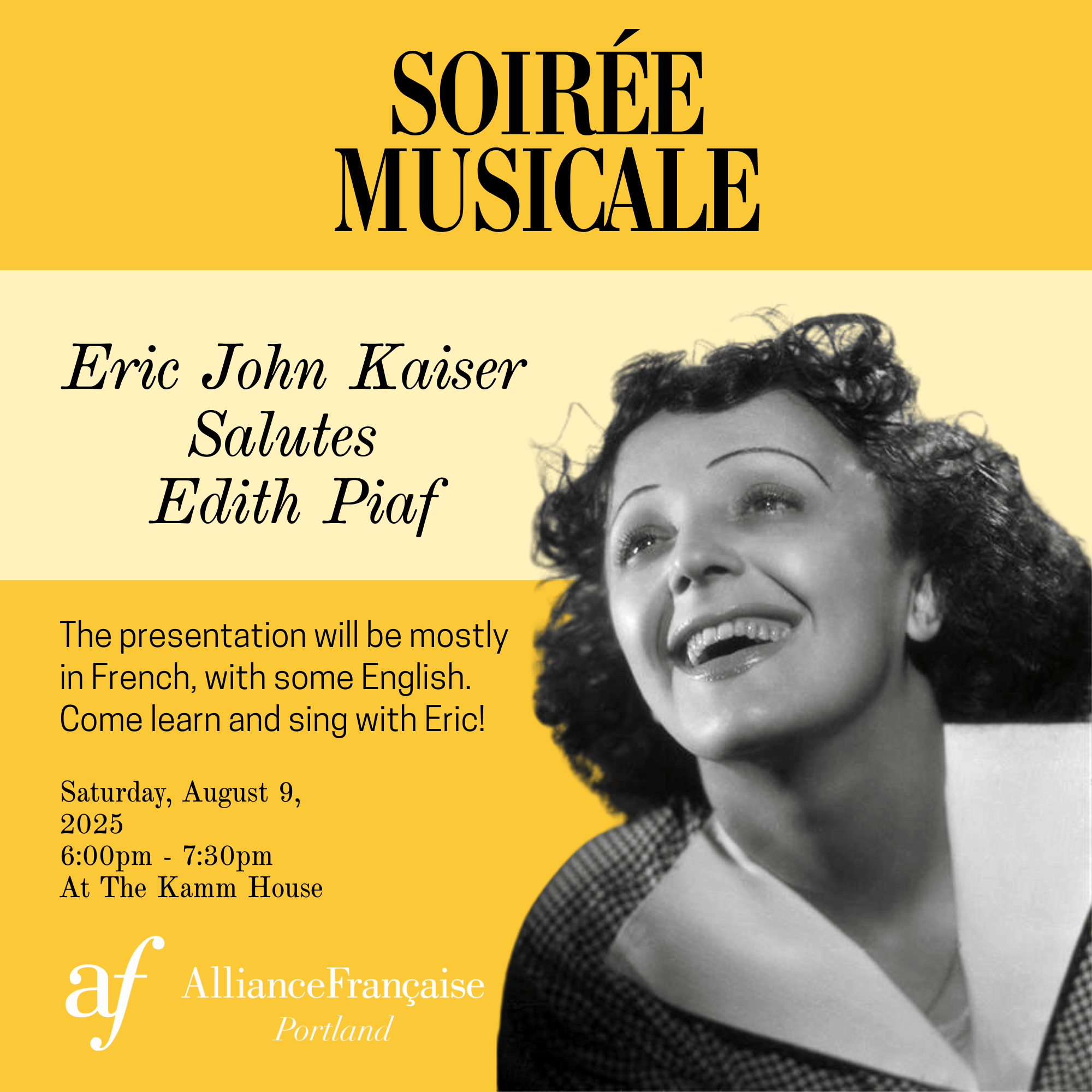Soirée musicale : plongez dans l'univers d'Edith Piaf avec Eric John Kaiser